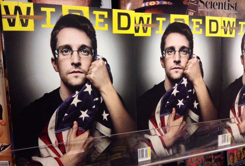 Едвард Сноуден на насловна страница на Wired, издание август 2014. Фото: Mike Mozart, 2014