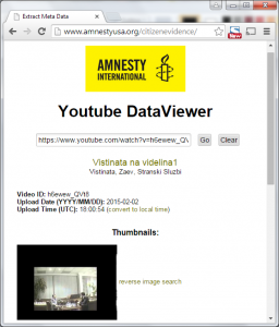 Резултати од примената на „Youtube DataViewer“, со датумот и времето по Гринич. Кликнете на сликата за поголема верзија.