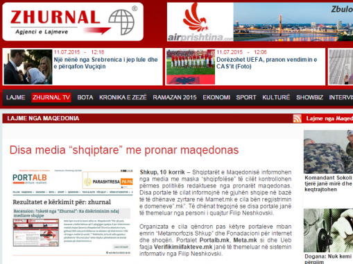 Zhurnal - Disa media “shqiptare” me pronar maqedonas