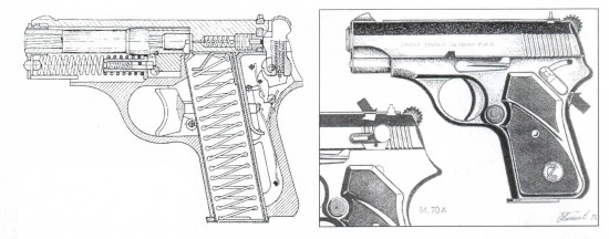 Шематски приказ на пиштолот CZ M-70.