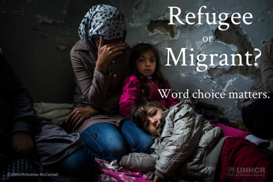 „Бегалец или мигрант: Изборот на зборови е важен!“. Фото: UNHCR.