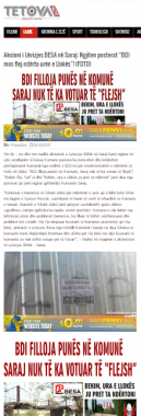 TetovaSot - Aksion i Levizjes BESA ne Saraj - ngjiten posterat BDI mos flej nderto uren e Llokes 1