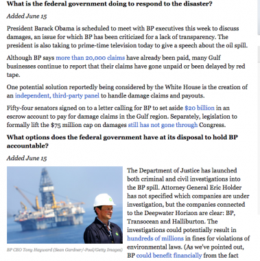 Latest Gulf Oil Spill FAQ The Government’s Power to Punish BP and More… ProPublica