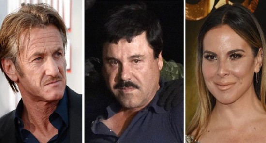 Актерите во контроверзното интервју: Шон Пен, Хоакин Гузман, викан Ел Чапо и Кејт дел Кастиљо. Фото: скриншот