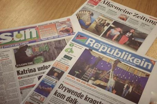 Намибиски весници . Фото: namibiatourismexpo.wordpress.com, 2015